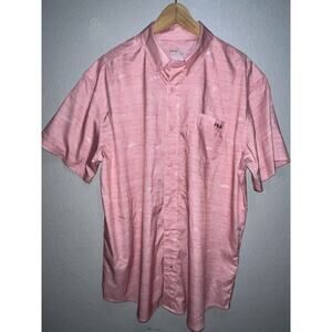 Huk Polo Shirt Mens Extra Large Blue All Over Print Performance Stretch Fishing